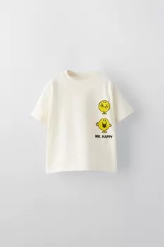 Футболка mr. men happy little miss ZARA, устрично-белый