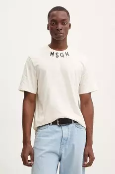 Футболка MSGM из хлопка, бежевый