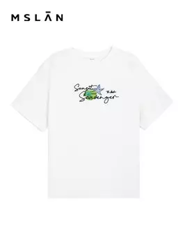 Футболка MSlan с короткими рукавами и принтом, кремовый
