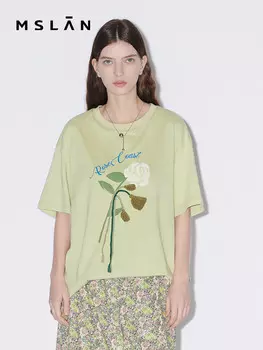 Футболка Mslan с открытыми плечами и принтом, зеленый