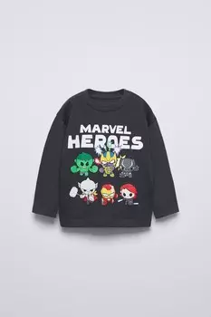 Футболка мстители marvel ZARA, антрацитово-серый