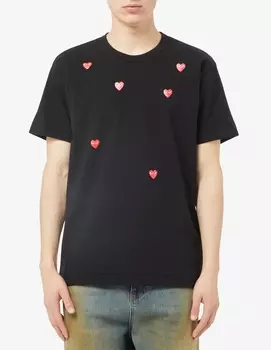 Футболка мультисердечко Comme des Garons Play, черный