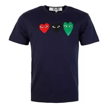 Футболка multi heart t-shirt 'navy' Comme Des Garcons Play, синий