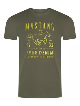 Футболка Mustang Basic Print Tee, оливковый