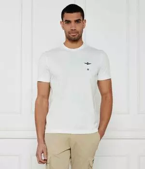 Футболка мужская Aeronautica Militare однотонная с логотипом бренда, белый