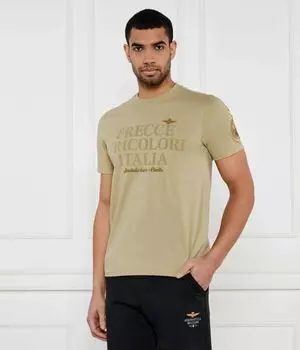 Футболка мужская Aeronautica Militare с принтом и вышивкой, бежевый