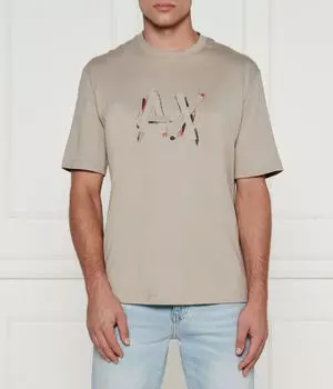 Футболка мужская Armani Exchange хлопковая с принтом, бежевый