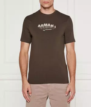 Футболка мужская Armani Exchange облегающего кроя с принтом, коричневый