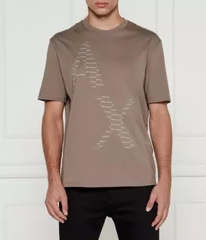 Футболка мужская Armani Exchange с большим логотипом бренда, коричневый