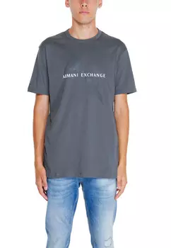 Футболка мужская Armani Exchange с фирменным принтом, серый