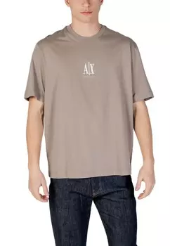 Футболка мужская Armani Exchange с логотипом бренда, коричневый