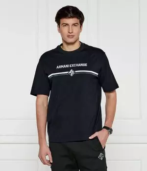 Футболка мужская Armani Exchange с полосой и логотипом, синий