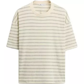 Футболка мужская белая/серая Zara, белый/серый