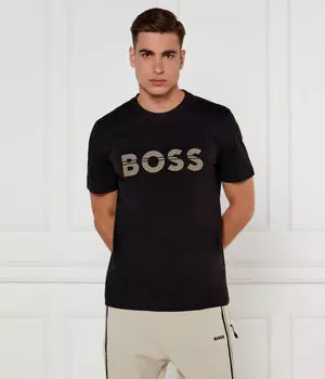 Футболка мужская Boss Green хлопковая с надписью, черный
