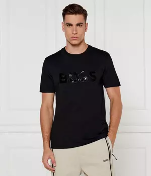 Футболка мужская Boss Green с блестящим логотипом, черный