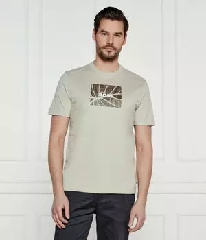 Футболка мужская Boss Orange хлопковая с принтом, бежевый