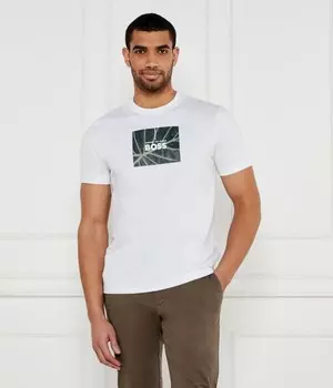Футболка мужская Boss Orange хлопковая с принтом, белый