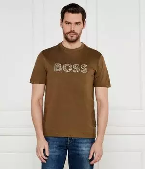 Футболка мужская Boss Orange облегающего кроя с логотипом бренда, коричневый