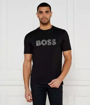 Футболка мужская Boss Orange с контрастным логотипом, черный