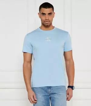 Футболка мужская Calvin Klein Jeans хлопковая облегающая, голубой