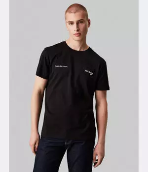 Футболка мужская Calvin Klein Jeans хлопковая с круглым вырезом, черный