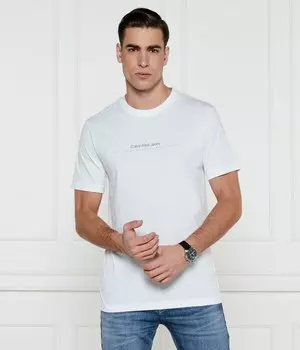 Футболка мужская Calvin Klein Jeans хлопковая с надписью, белый