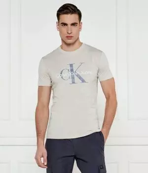Футболка мужская Calvin Klein Jeans облегающего кроя с логотипом бренда, бежевый