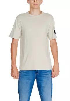 Футболка мужская Calvin Klein Jeans с нашивкой на рукаве, бежевый