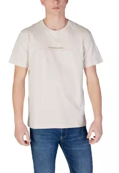 Футболка мужская Calvin Klein Jeans с принтом, бежевый