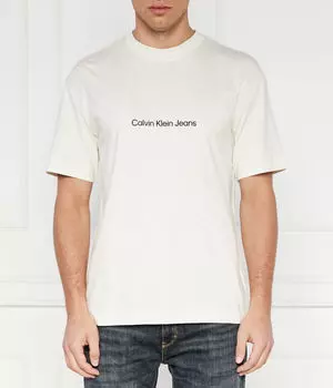 Футболка мужская Calvin Klein Jeans свободного кроя с логотипом бренда, экрю
