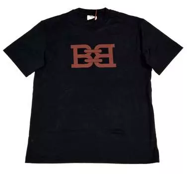 Футболка мужская черная Bally 6301038 из 100% хлопка с принтом B-Chain