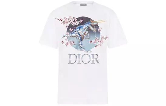 Футболка мужская Dior x Sorayama Dinosaur, белый