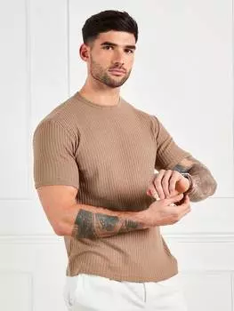 Футболка мужская Forever 21 Shein с вафельной текстурой и короткими рукавами, светло-серый