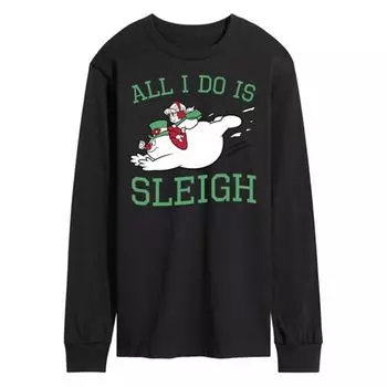 Футболка мужская Frosty the snowman all i do is sleigh с длинным рукавом Licensed Character, черный