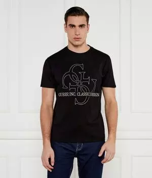 Футболка мужская Guess Jeans хлопковая с принтом, черный