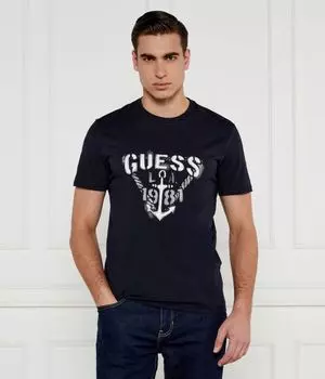 Футболка мужская Guess Jeans из органического хлопка с принтом, синий