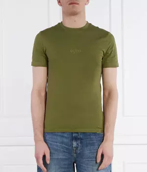 Футболка мужская Guess Jeans облегающая хлопковая, зеленый