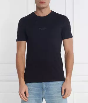 Футболка мужская Guess Jeans облегающего кроя однотонная, черный
