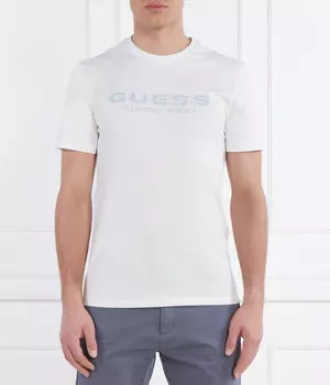 Футболка мужская Guess Jeans облегающего кроя с логотипом бренда, белый