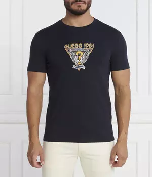 Футболка мужская Guess Jeans облегающего кроя с принтом, синий