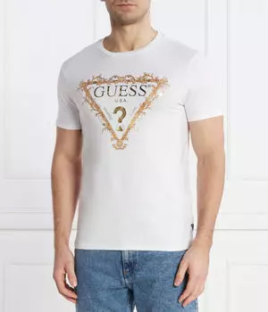 Футболка мужская Guess Jeans с блестящим логотипом, белый