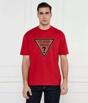 Футболка мужская Guess Jeans с надписью, красный