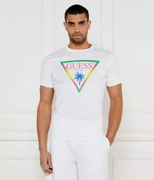 Футболка мужская Guess Underwear с разноцветным логотипом, белый