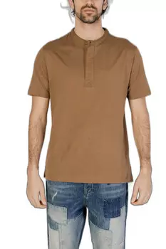 Футболка мужская Hamaki-Ho на пуговицах, коричневый
