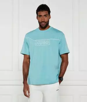 Футболка мужская Hugo Blue Noideryo свободного кроя с принтом, голубой