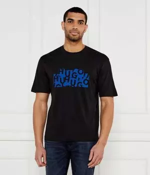 Футболка мужская Hugo Blue с фирменным принтом, черный