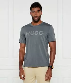 Футболка мужская Hugo хлопковая с логотипом бренда, серый