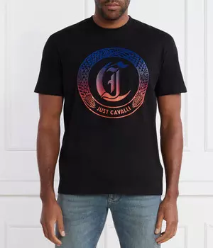 Футболка мужская Just Cavalli с фирменным принтом, черный