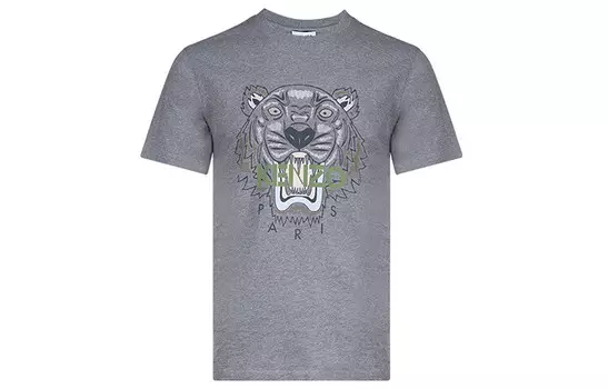 Футболка мужская Kenzo с головой тигра, серый