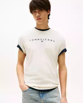 Футболка мужская классического кроя с коротким рукавом Tommy Jeans, кремовый